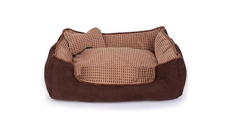 Brun soffa med kudde för husdjur